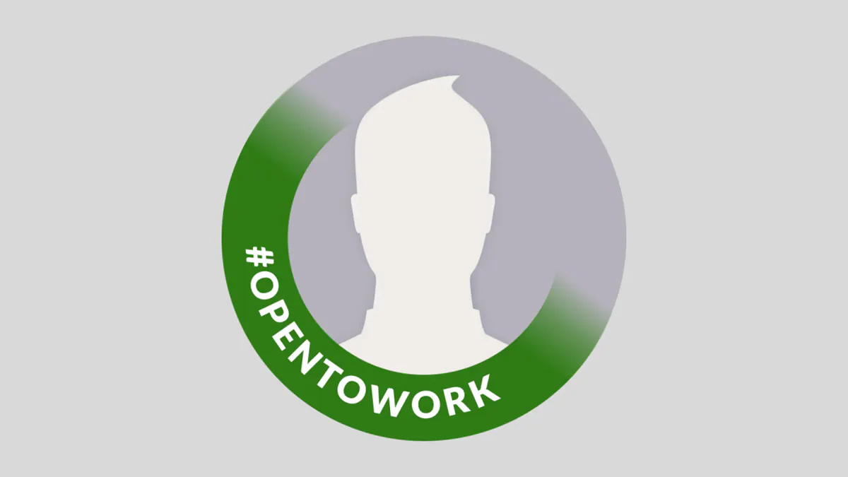 Exemple de badge #OpenToWork autour d’une photo de profil LinkedIn