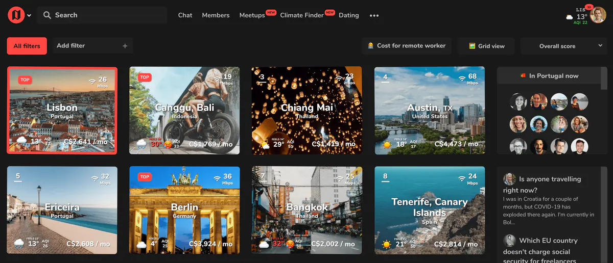 Classement Nomad List