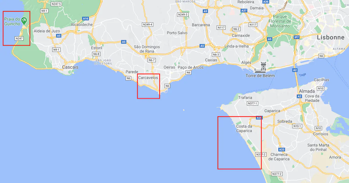 Spots de surf autour de Lisbonne