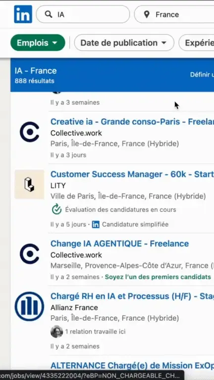 800+ offres IA LinkedIn
