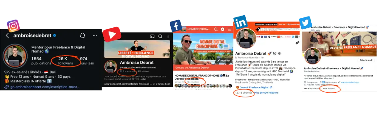 Statistiques réseaux sociaux Ambroise Debret