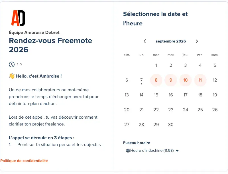 Réservation créneau appel Freemote