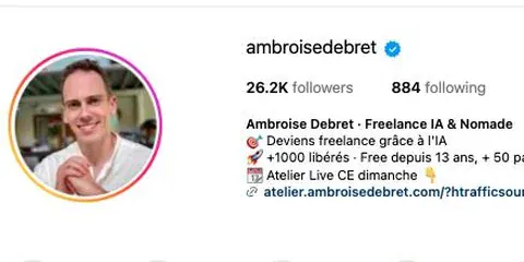 Profil Instagram d'Ambroise Debret (@ambroisedebret) avec son nombre d'abonnés