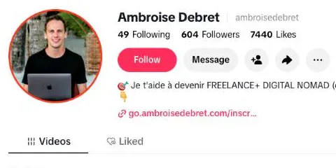 Profil TikTok d'Ambroise Debret (@ambroisedebret) avec son nombre d'abonnés