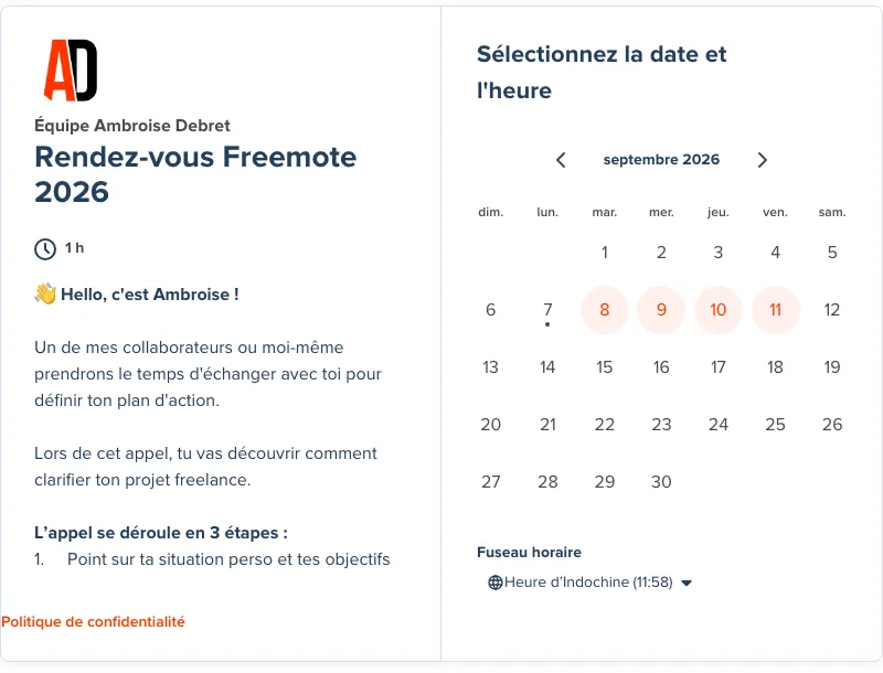 Réservation créneau appel Freemote
